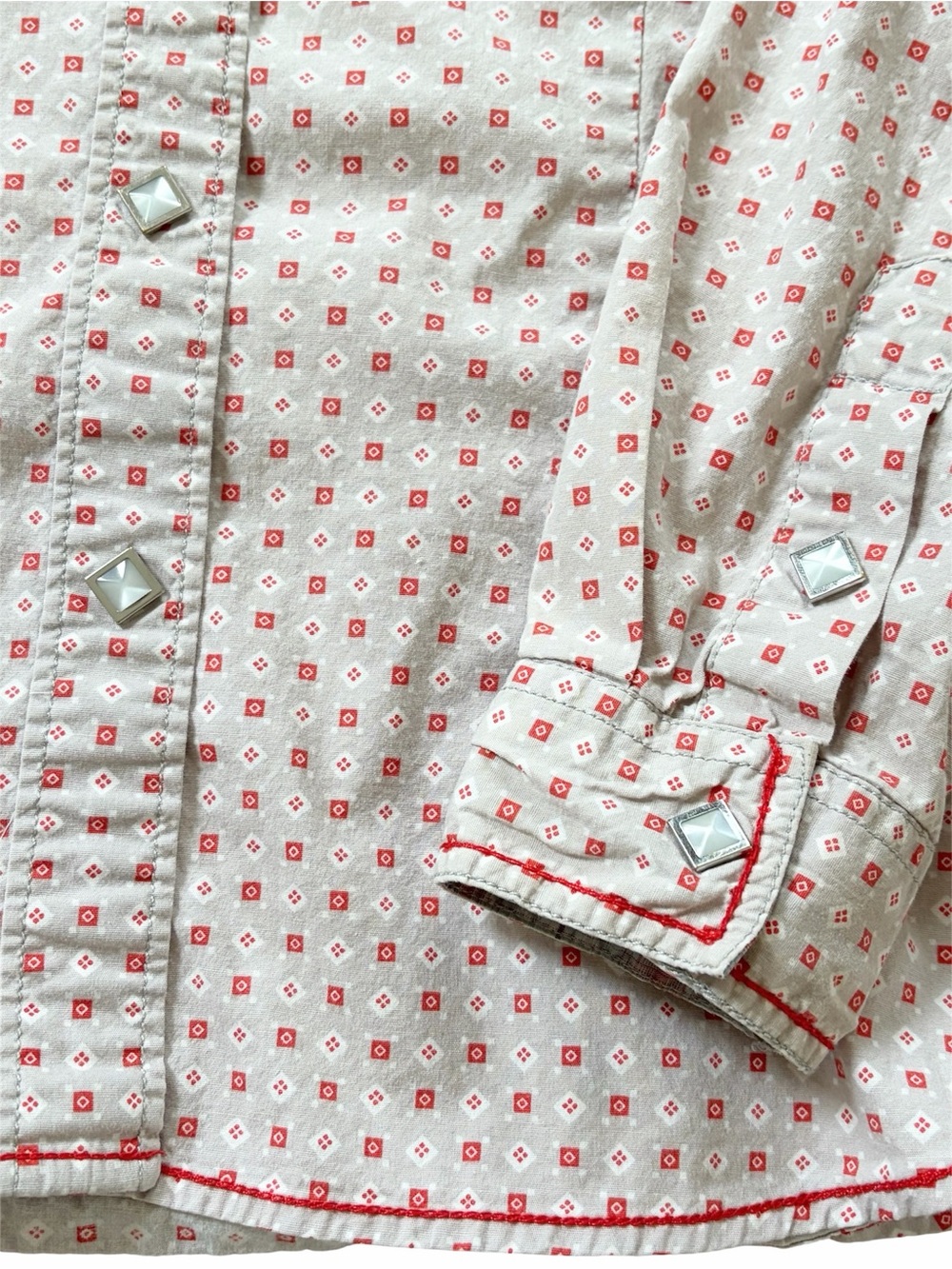 Panhandle Rough Stock Western Snap Shirt Red Whipstitch Stretch Cotton Women’s M - Picture 5 of 7